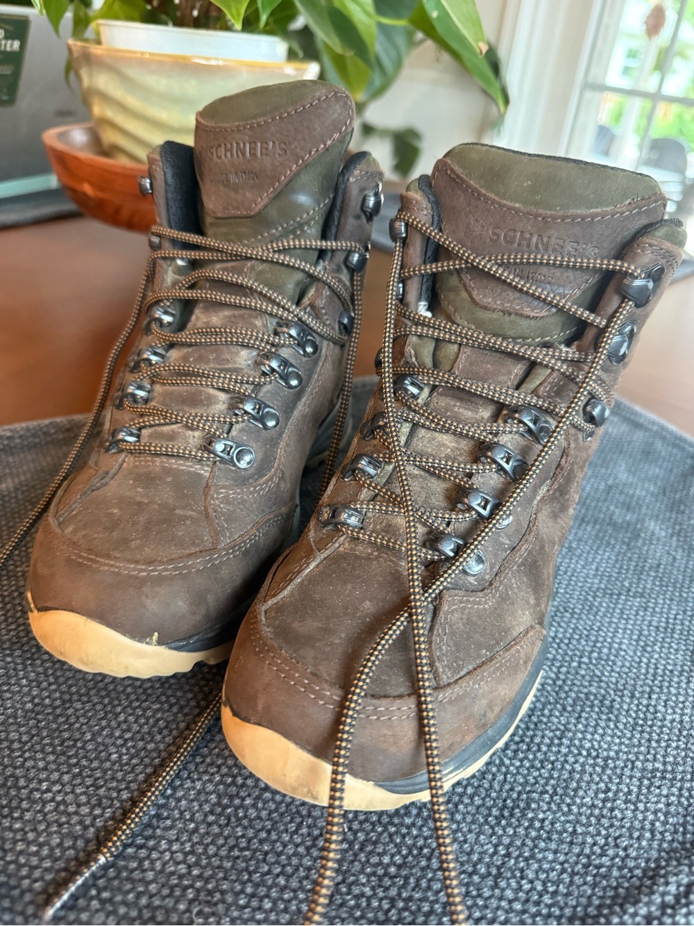 Premium Leather Brown Lace-Up Hiking Boots by Montana brand Schnee